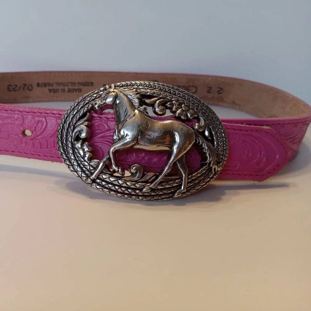 Justin Hand Tooled Pink Belt